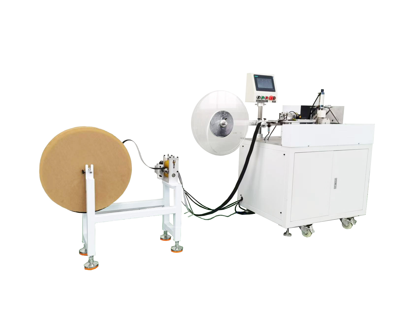 self adhesive velcro cutting coiling roll machine 